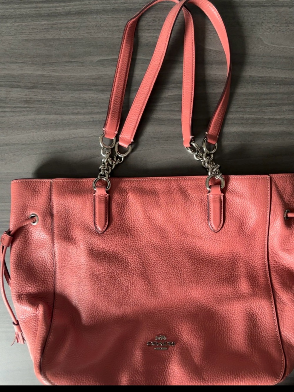 Coach Coral-Pink Pebbled Leather Shoulder Tote